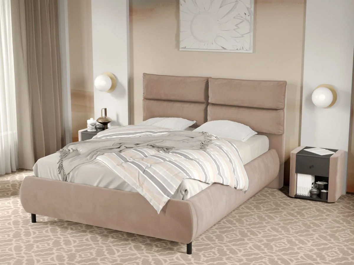 Mobila Laguna Cairo Fix Cu Perne Pe Spatar Velluto 3 Bej 180x200