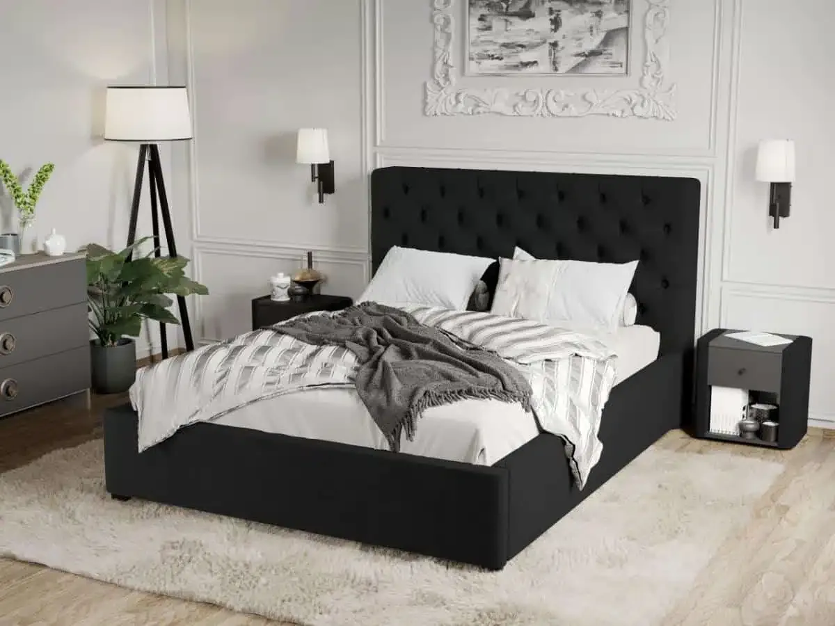 Mobila Laguna Catifea Riviera Cu Somiera Fixa 180x200 Negru Velluto 20