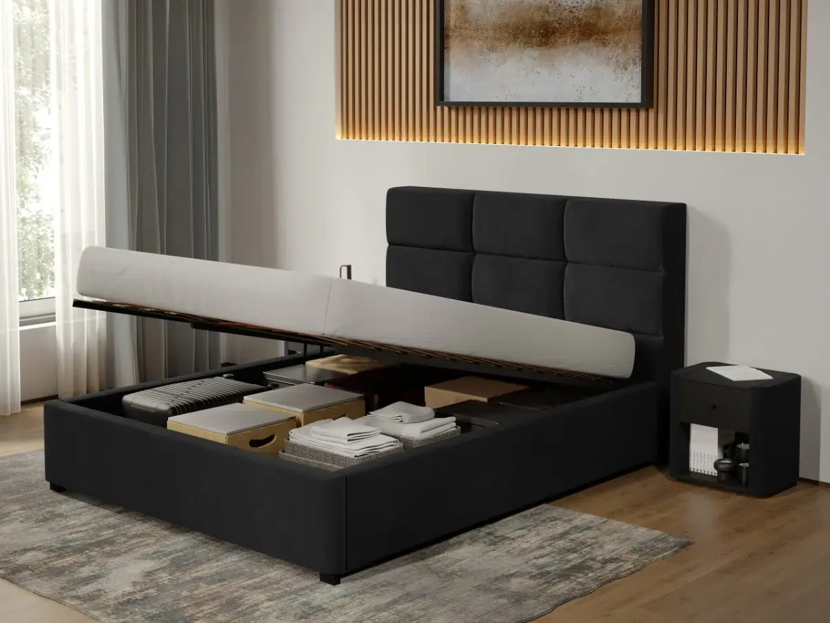 Mobila Laguna Cico de 190 Falcone 14 140x190 Rabatabil C1 Piele/Stofa Negru