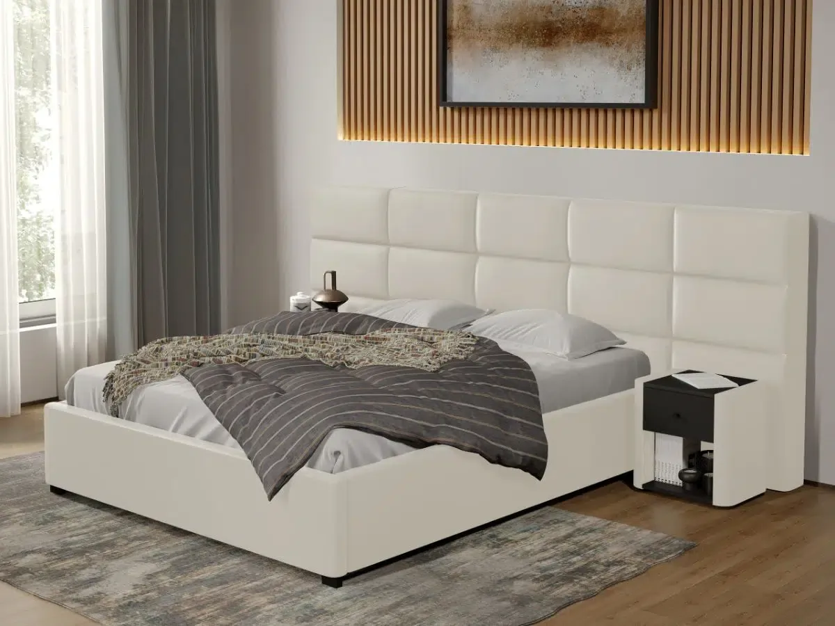Mobila Laguna Cico fix C2 Piele/Stofa Alb Nube 1 160x200