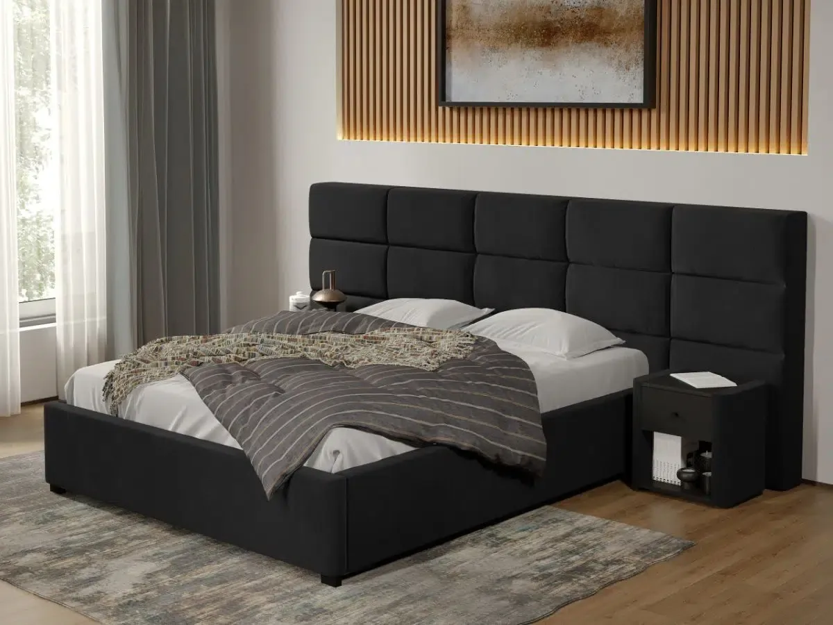Mobila Laguna Cico Fix Falcone 14 Piele/Stofa Negru 180x200