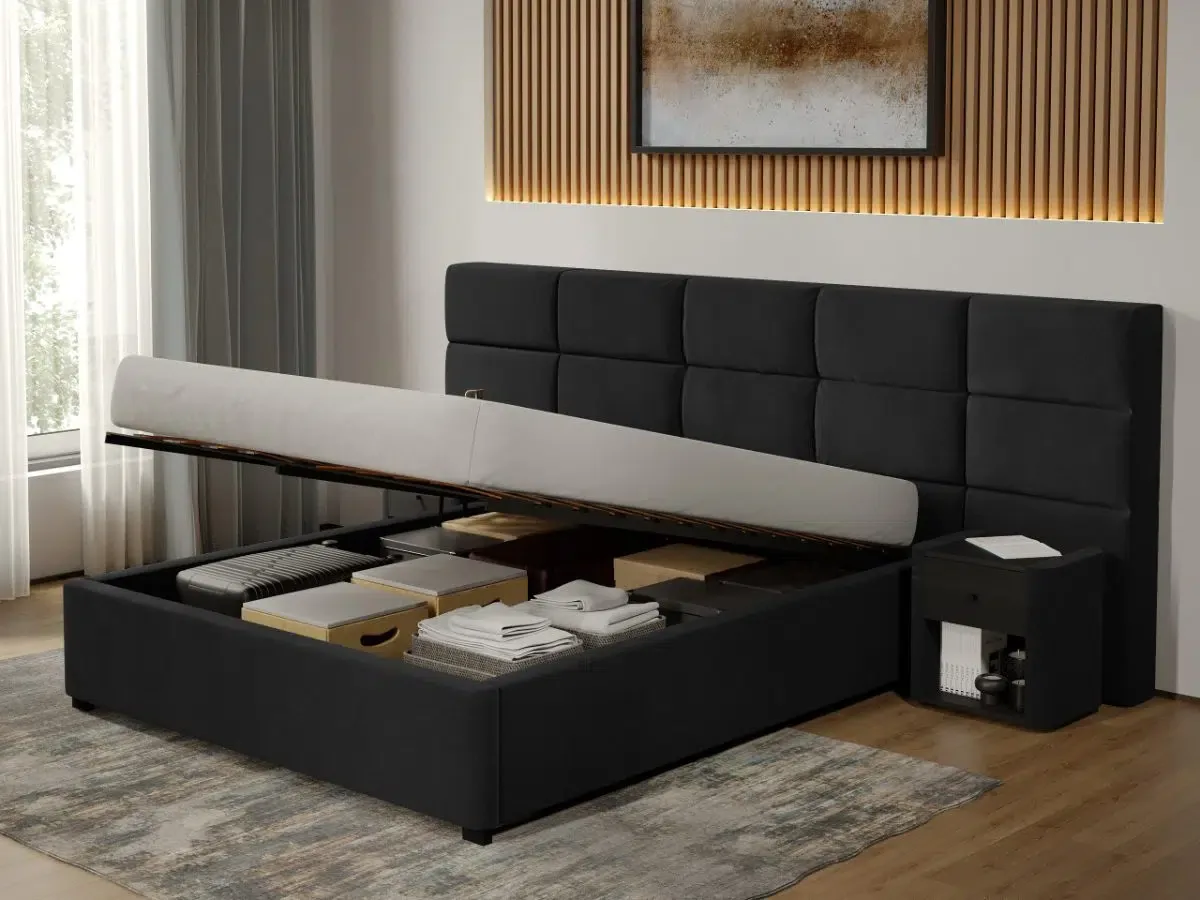 Mobila Laguna Cico Rabatabil C2 Piele Stofa Negru 140x200