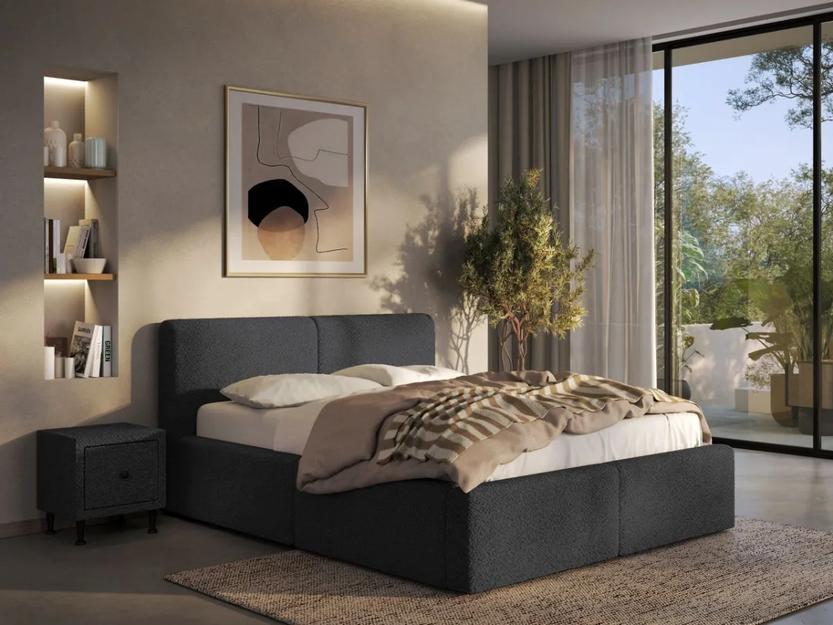 Mobila Laguna Dav Coral 80 Gri Inchis 160x200 Cu Somiera Fixa