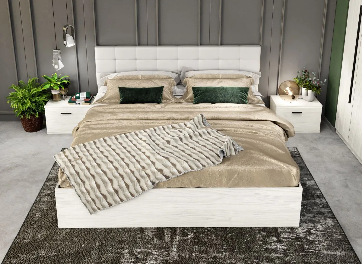 Mobila Laguna Douglas Tapitat 160x200 Alb
