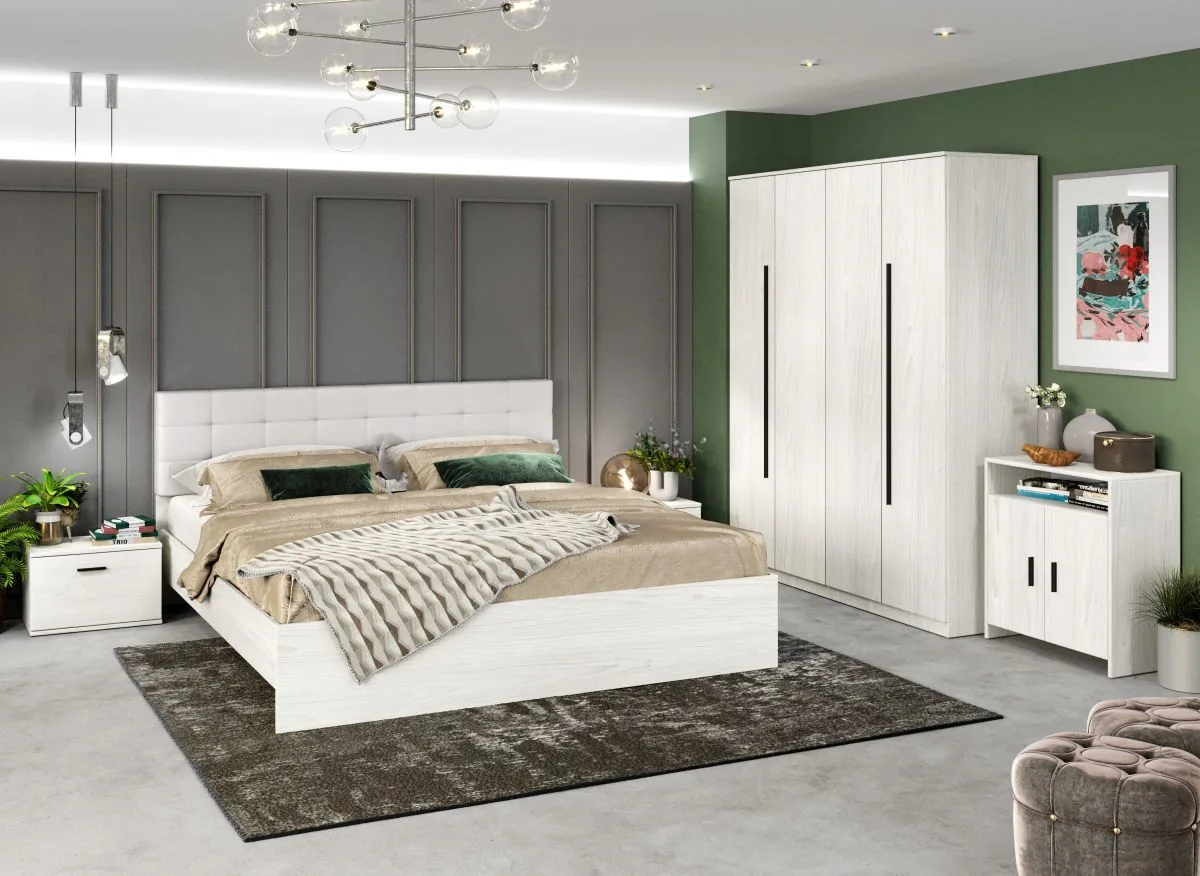 Mobila Laguna Douglas Tapitat Alb 140x200 - imagine 3