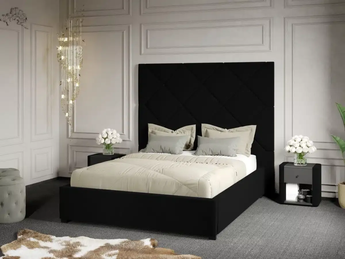 Mobila Laguna Dubai 140x200 Velluto 20 Negru Cu Panou