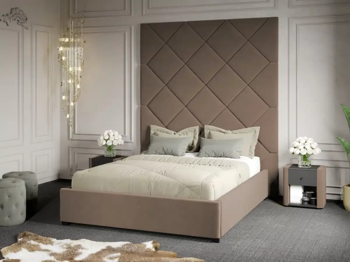 Mobila Laguna Dubai 160x200 Cappuccino Velluto 29 Cu Somiera Fixa