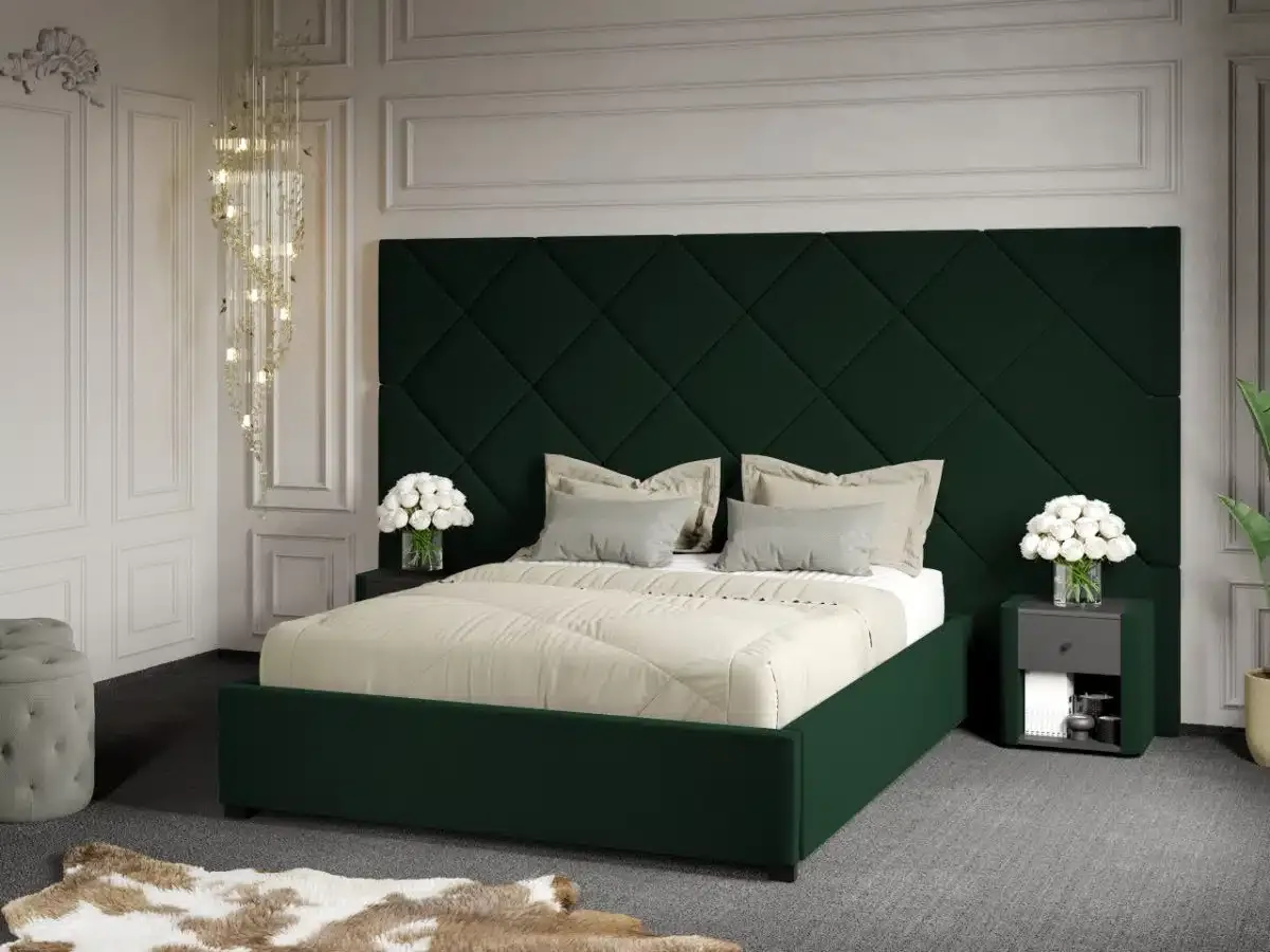 Mobila Laguna Dubai C4 Panou 160x200 Verde Inchis Velluto 27 Somiera Fixa