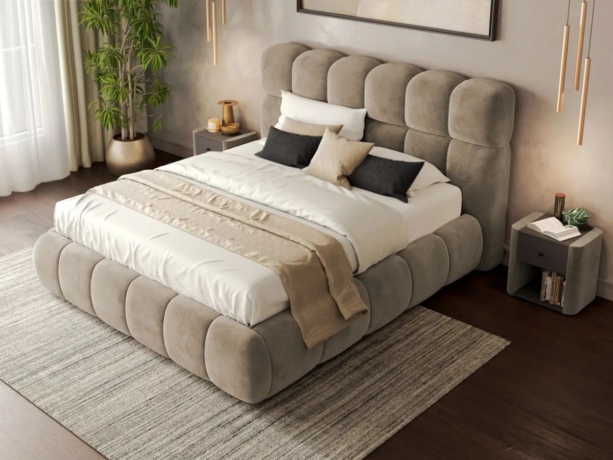 Mobila Laguna Espera 180x200 Bej Velluto 3 tip bubble cu somiera fixa