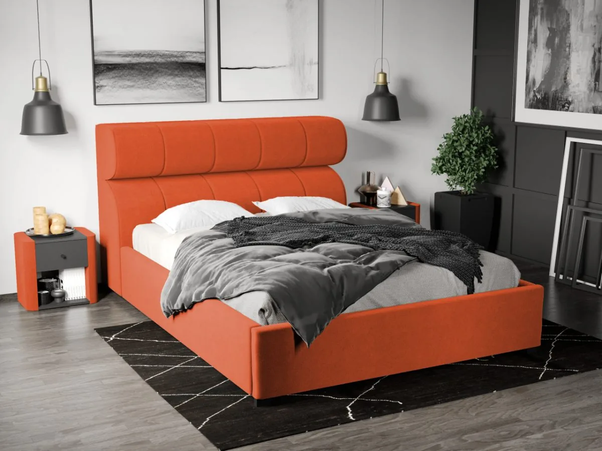 Mobila Laguna Galileo 140x200 Portocaliu Velluto 33 cu Somiera Fixa
