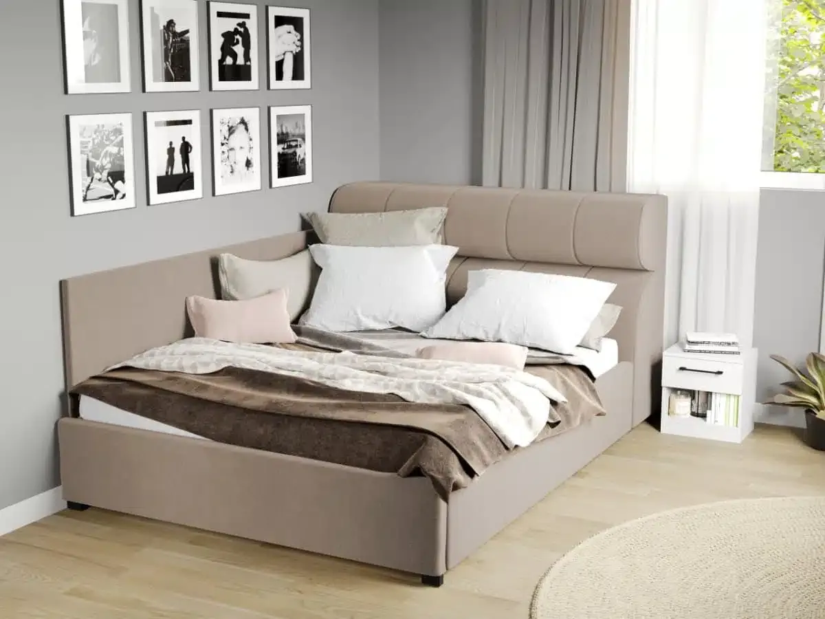 Mobila Laguna Galileo de Colt 140x200 Bej Jasmine 22 cu Somiera Fixa
