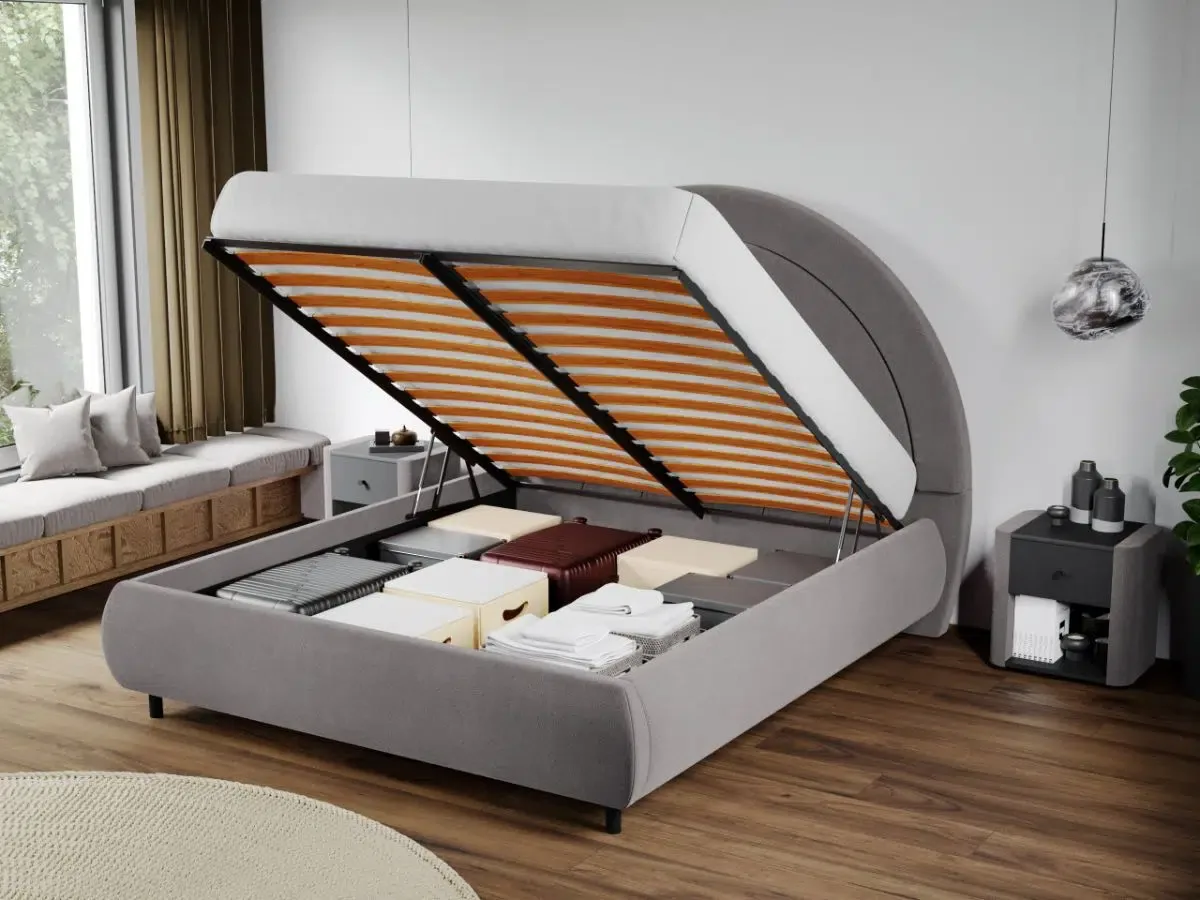 Mobila Laguna Leo 160x200 Gri Velluto 16 tablie semirotunda rabatabil