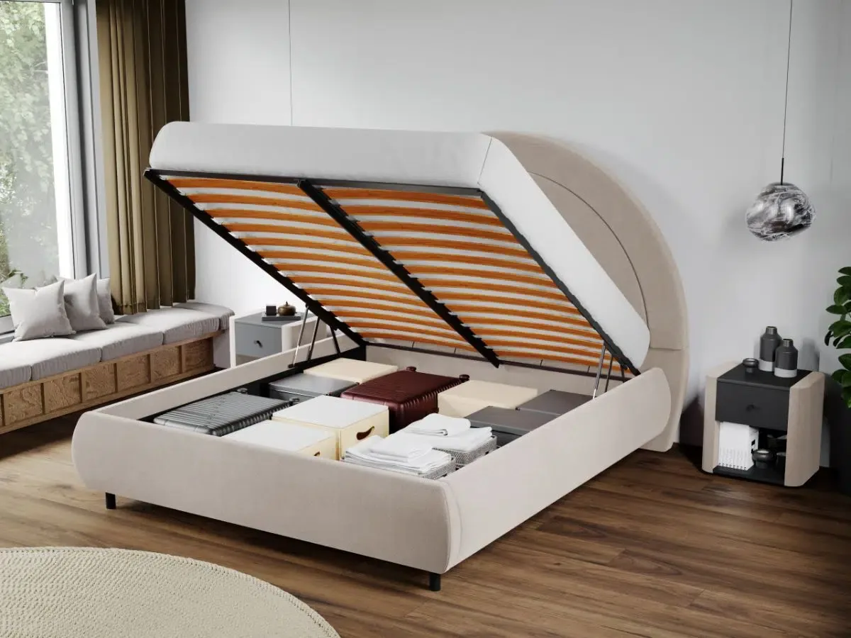 Mobila Laguna Leo 160x200 Tablie Semirotunda Rabatabil Velluto 2 Crem