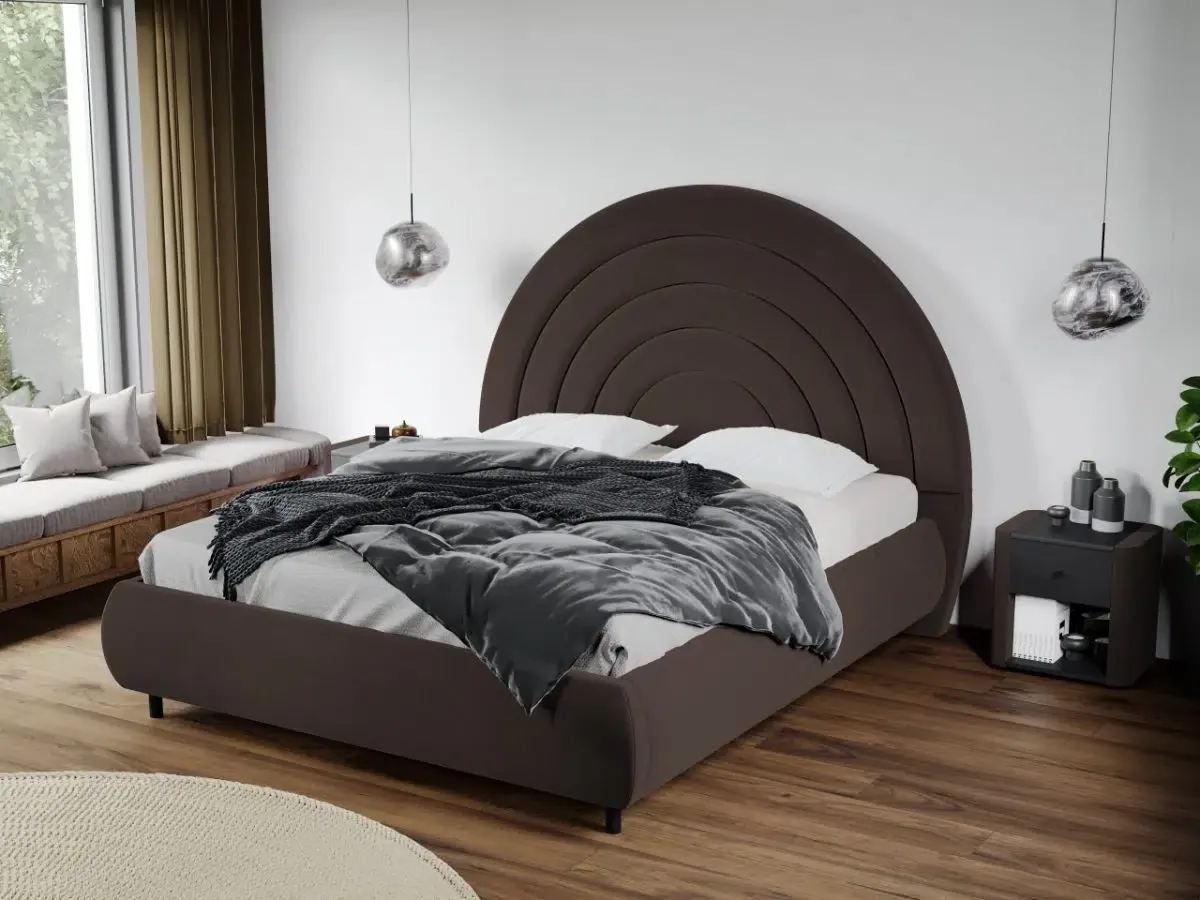 Mobila Laguna Leo 180x200 Maro Velluto 6 cu Tablie Semirotunda Fix