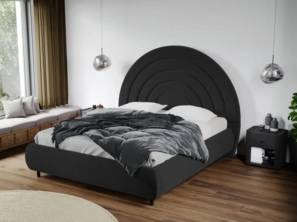Mobila Laguna Leo 180x200 tablie semirotunda fix Velluto 19 Gri Inchis