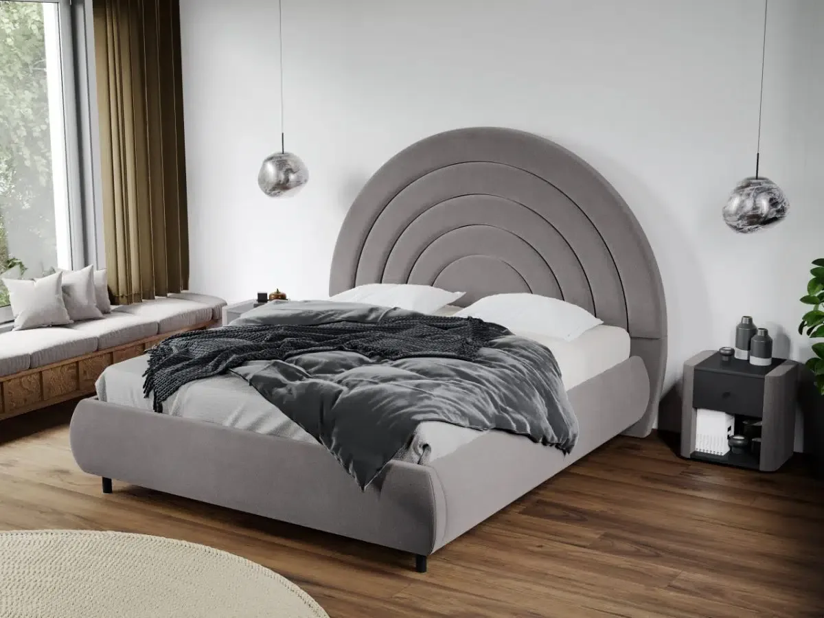 Mobila Laguna Leo cu tablie semirotunda fix Gri Velluto 16 180x200
