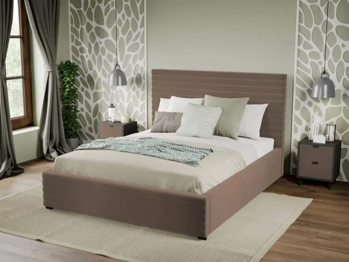 Mobila Laguna Mateo 160x200 Cu Somiera Fixa Velluto 29 Cappuccino