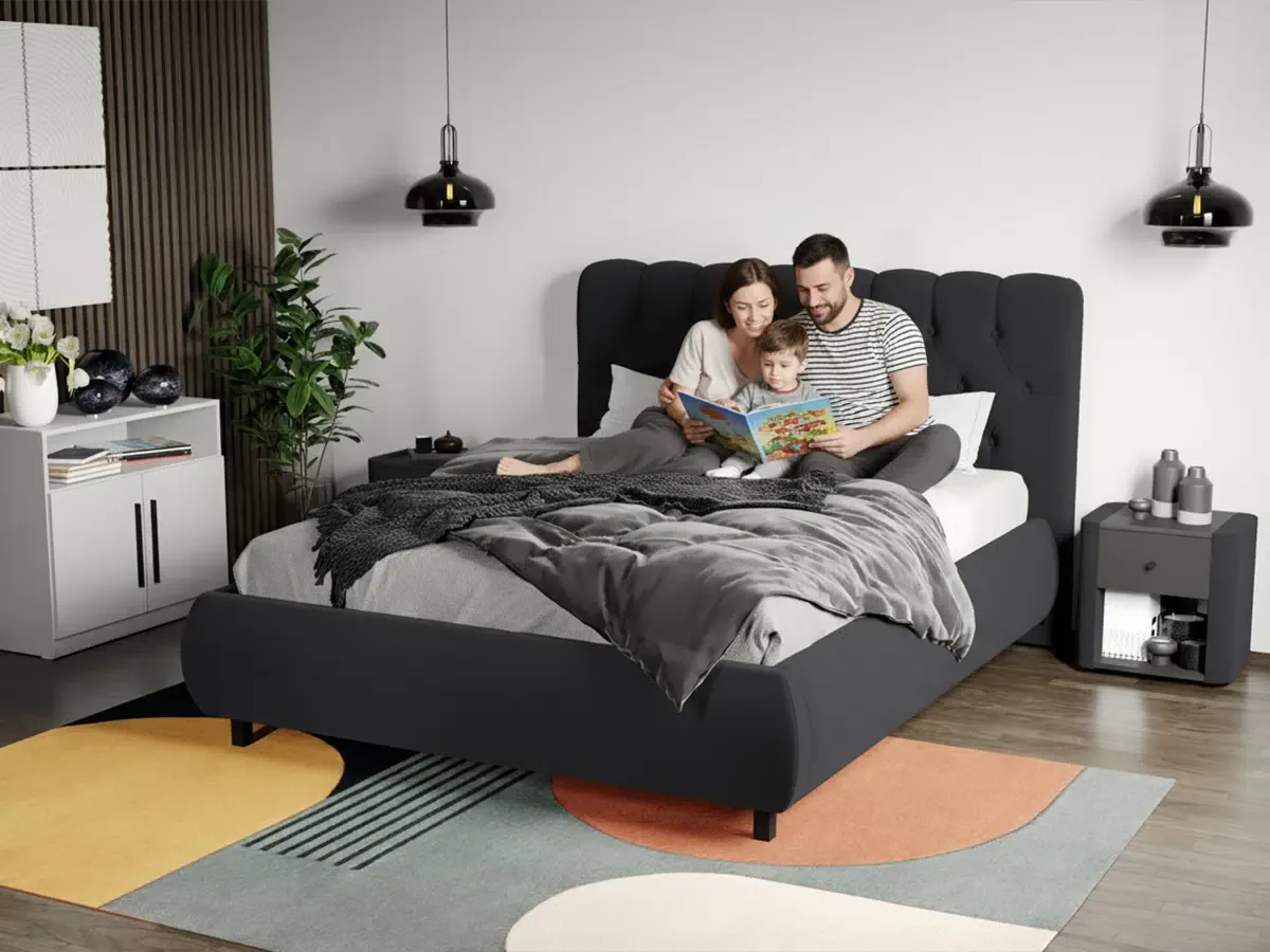 Mobila Laguna Mega Catifea 140x200 Gri Inchis Velluto 19