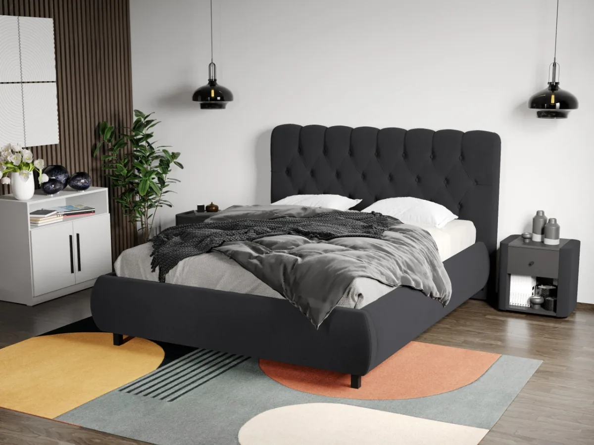 Mobila Laguna Mega Catifea cu Somiera Fixa 180x200 Gri Inchis Velluto 19