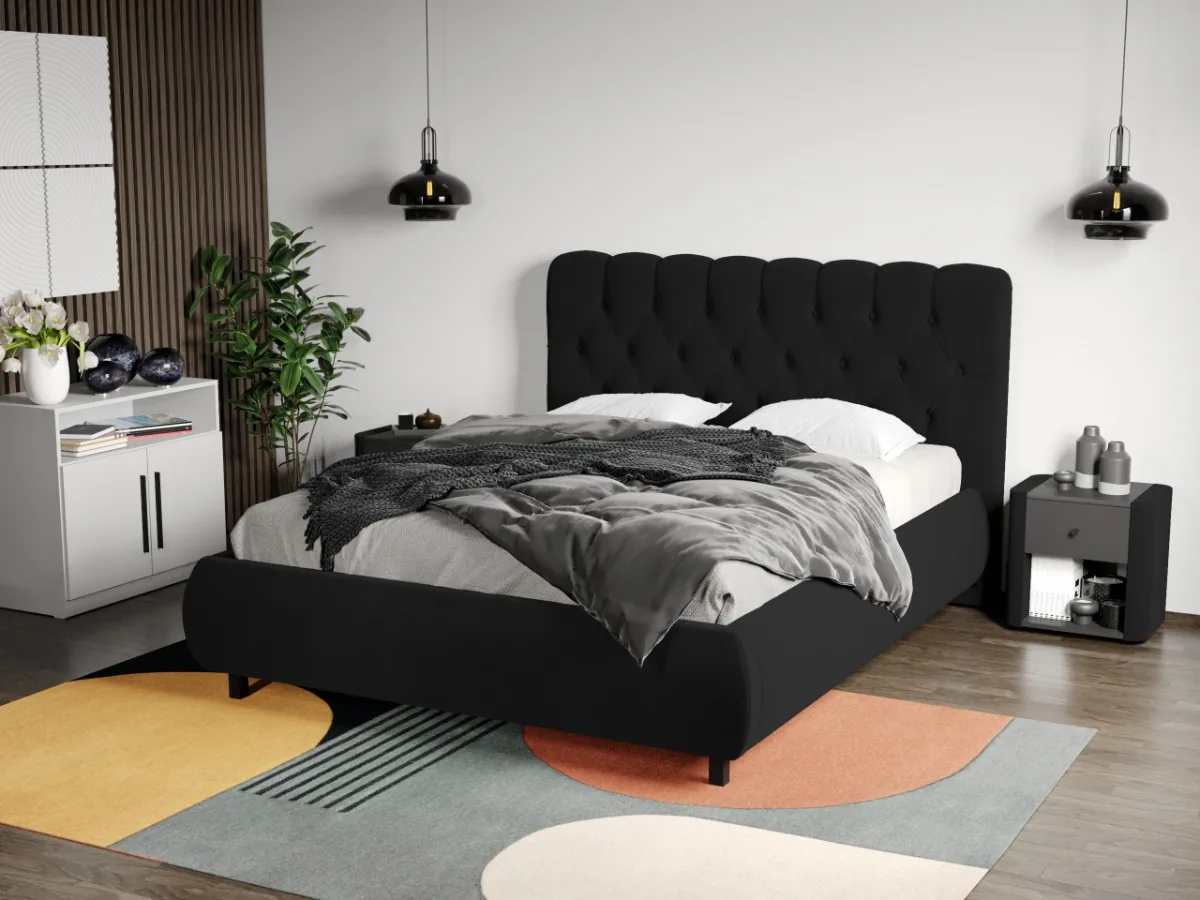Mobila Laguna Mega Velluto 20 Somiera Fixa 160x200 Negru