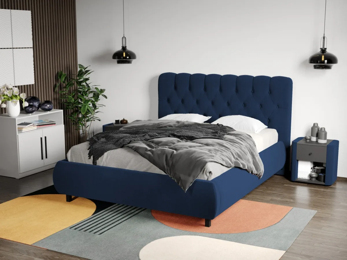 Mobila Laguna Mega Velluto 25 Albastru Inchis 180x200 Cu Somiera Fixa