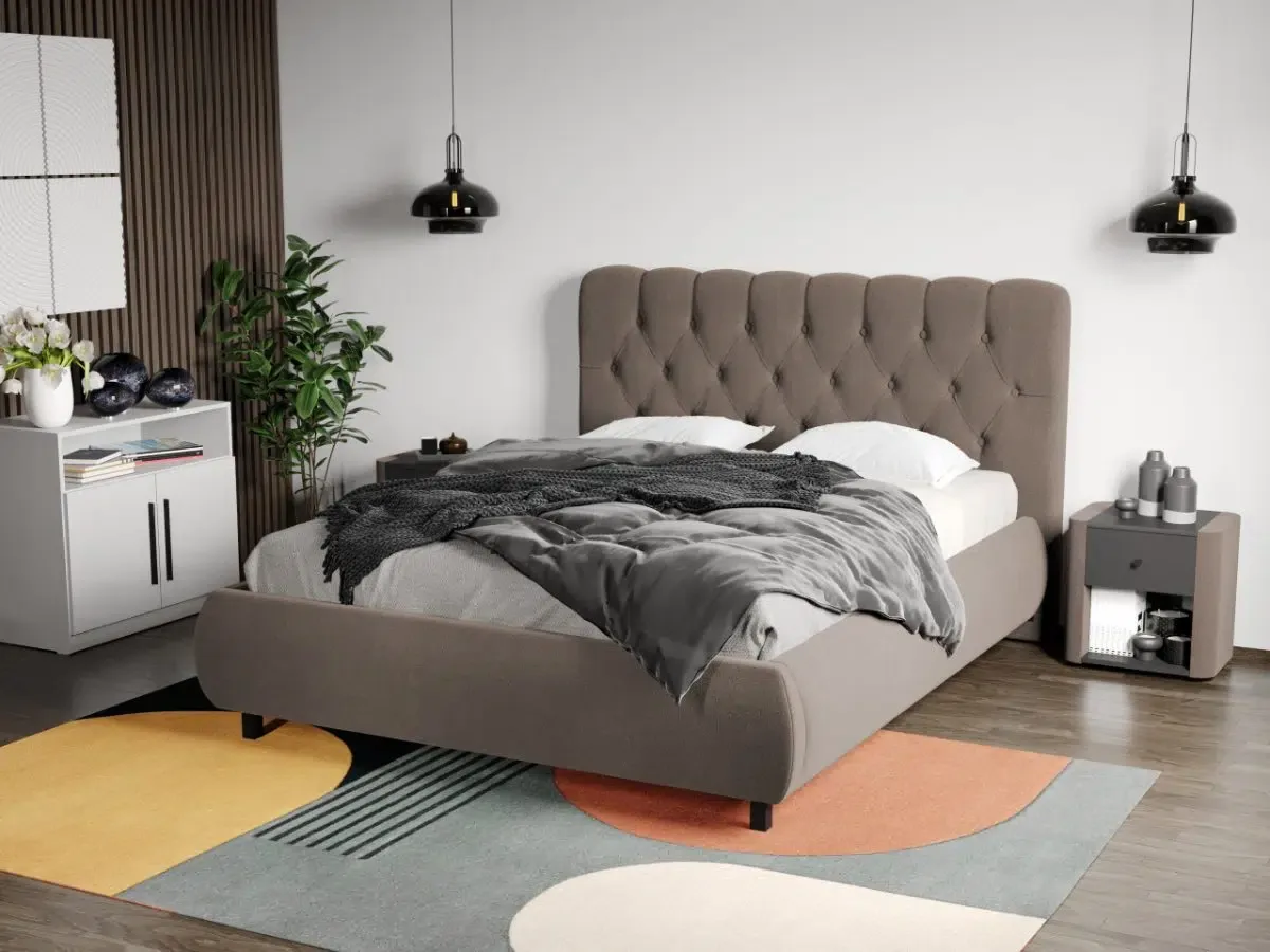 Mobila Laguna Mega Velluto 29 140x200 Cappuccino Catifea cu Somiera Fixa