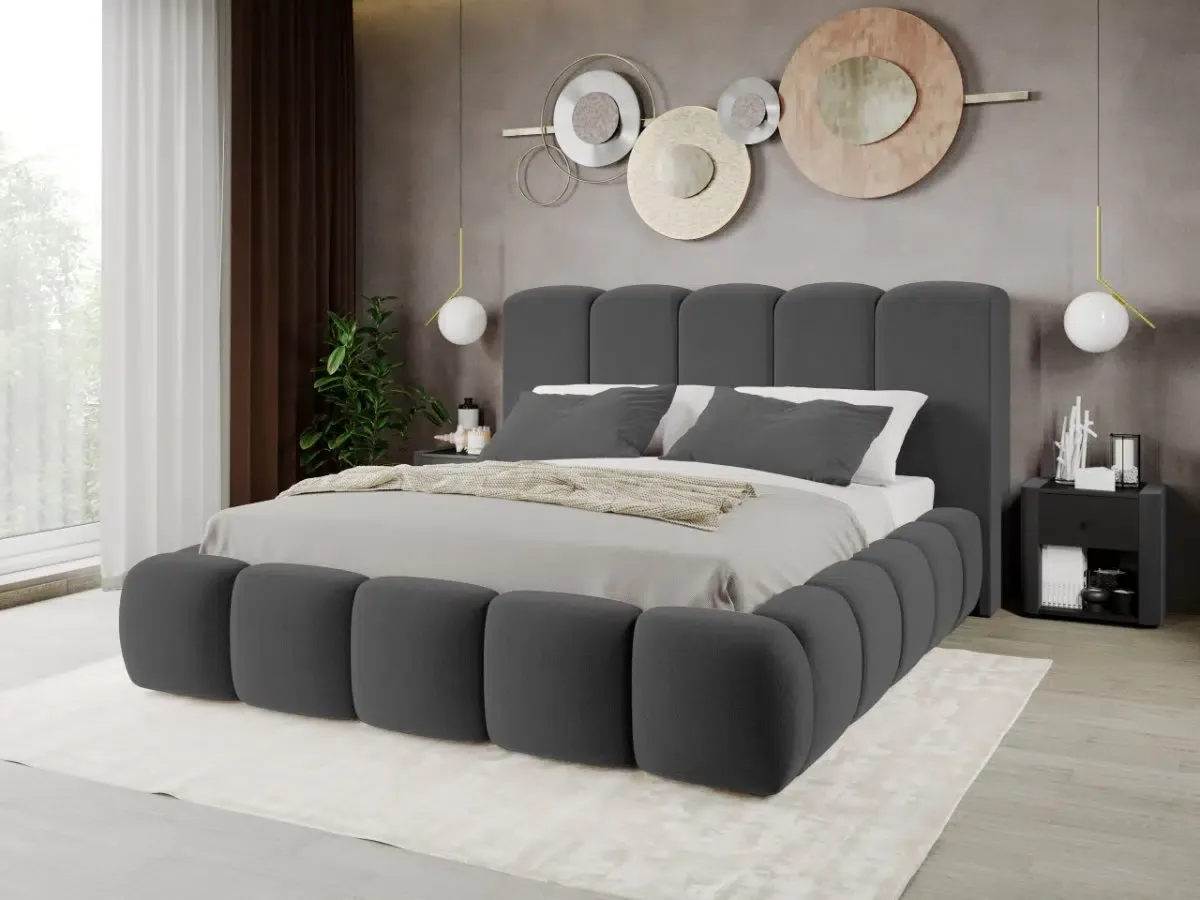Mobila Laguna Noel 160x200 tip bubble cu somiera fixa Velluto 19 Gri Inchis