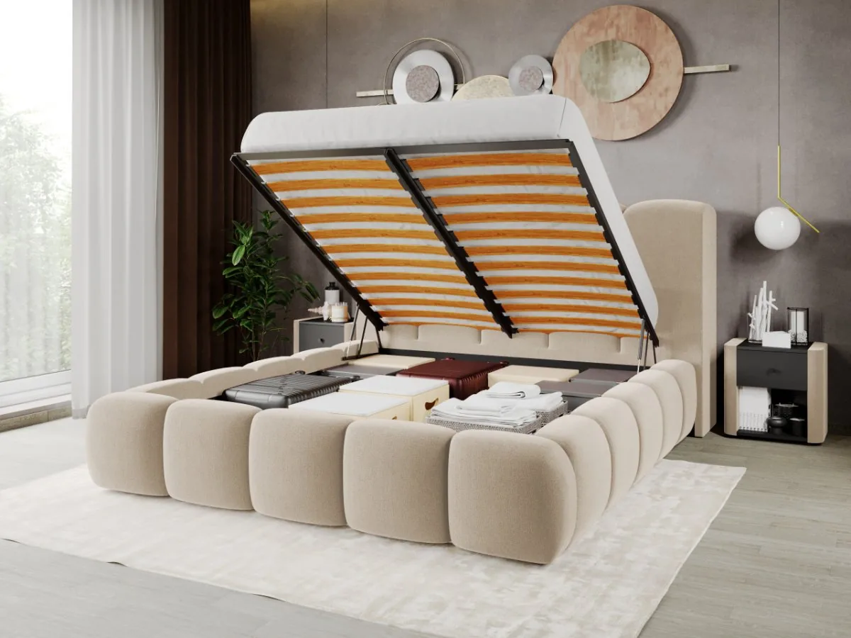 Mobila Laguna Noel Bubble 160x200 Somiera Rabatabila Lada Crem Velluto 2