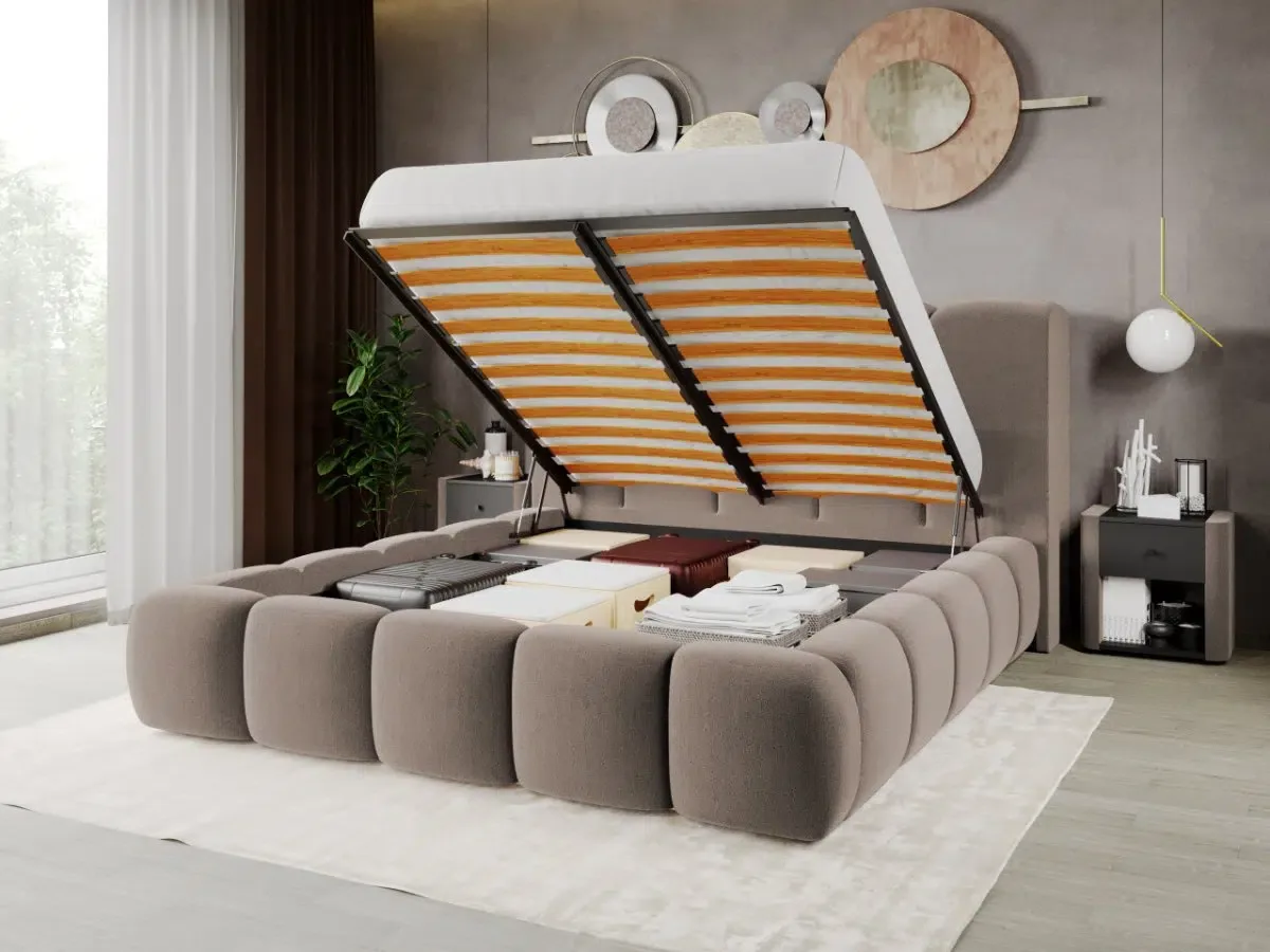 Mobila Laguna Noel Tip Bubble 160x200 cu Somiera Lada Cappuccino Velluto 29