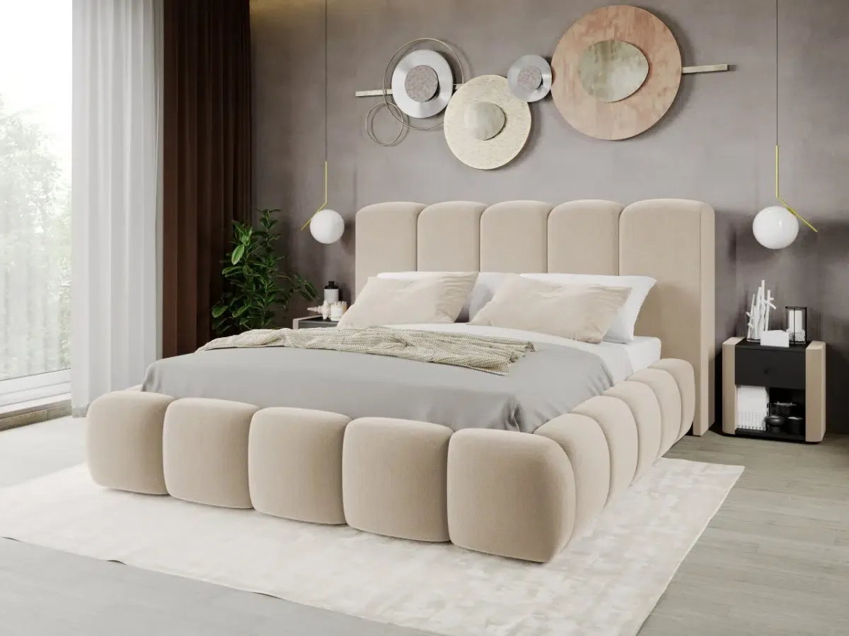Mobila Laguna Noel Tip Bubble Cu Somiera Fixa Velluto 2 Crem 140x200