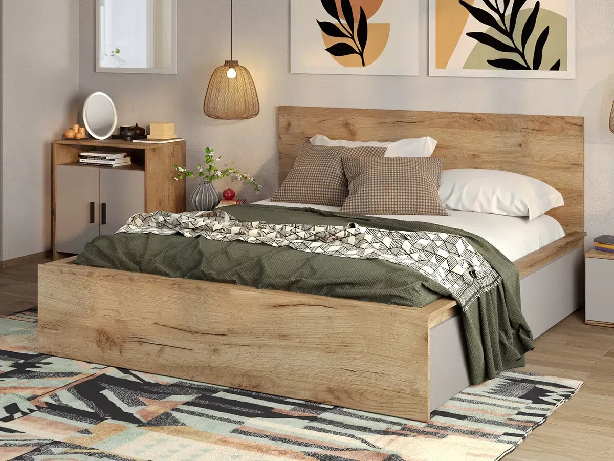 Mobila Laguna Pat Casmir 160x200 2 Sertare Stejar
