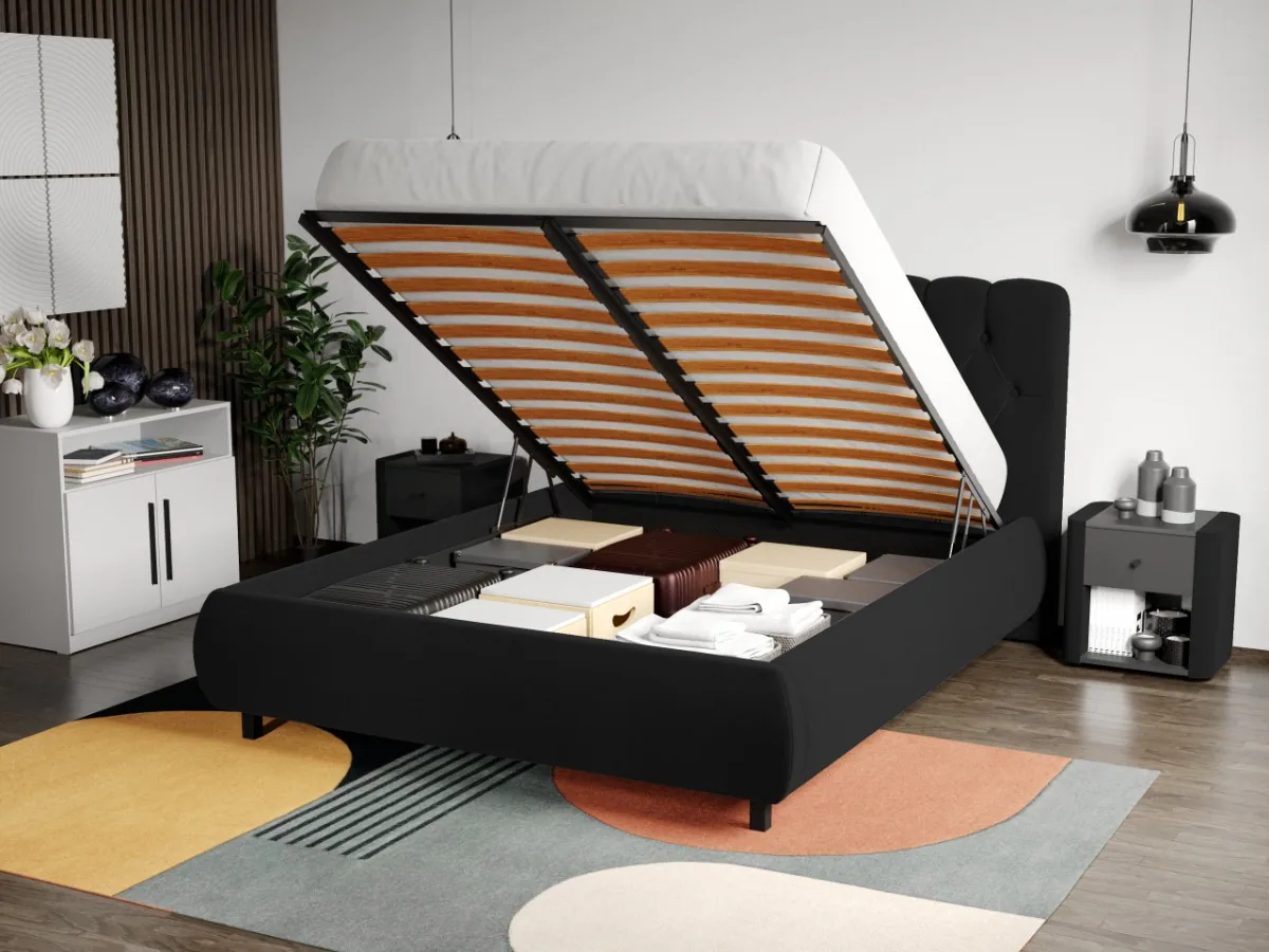Mobila Laguna Pat Mega Catifea Velluto 20 Negru 180x200