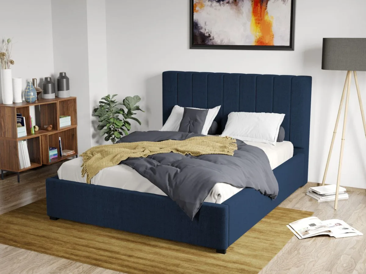Mobila Laguna Pat Tapitat Adam Falcone 80 140x200 Albastru Somiera Fixa