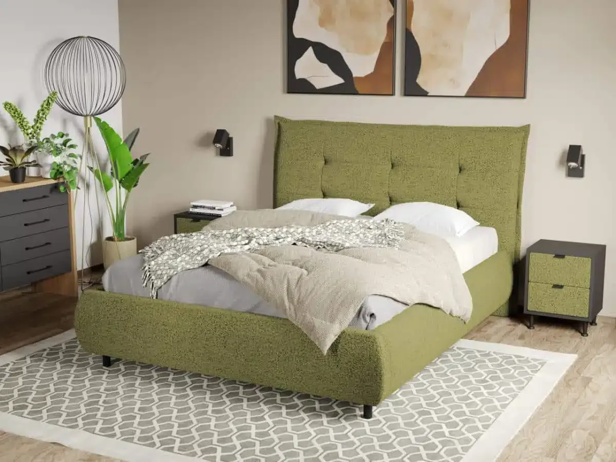 Mobila Laguna Pat Tapitat Axel Verde Coral 25 160x200 cu Somiera Fixa