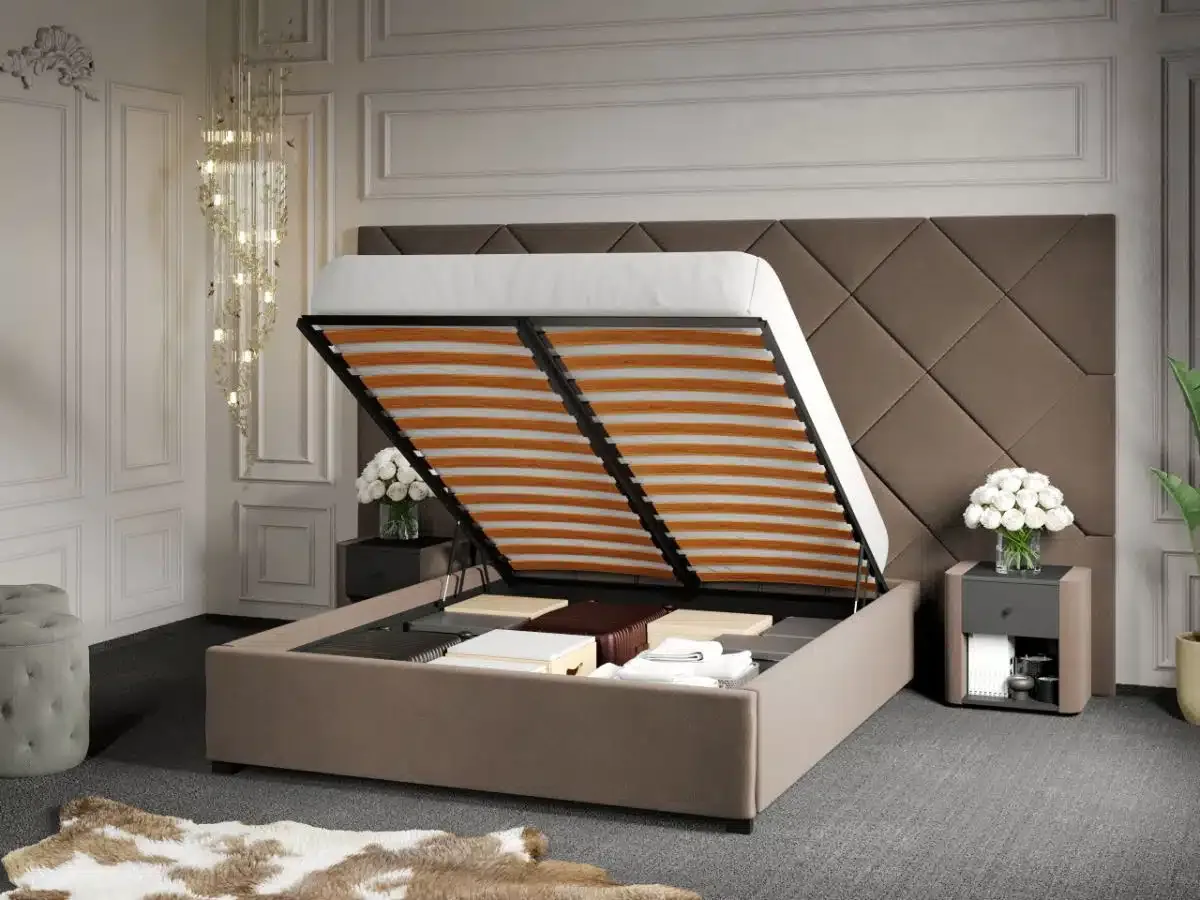 Mobila Laguna Pat Tapitat Dubai 180x200 Cappuccino Velluto 29