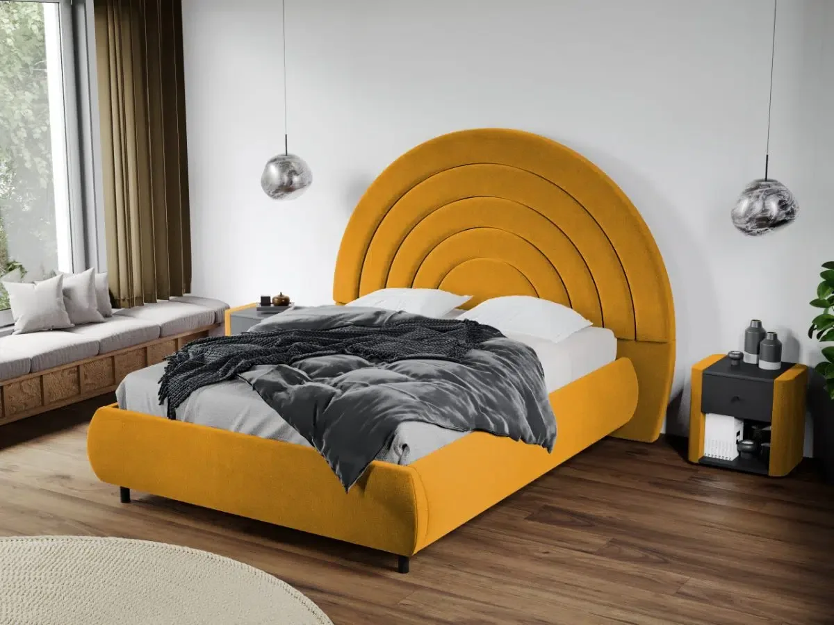 Mobila Laguna Pat Tapitat Leo Tablie Semirotunda Fix Velluto 8 Galben 160x200