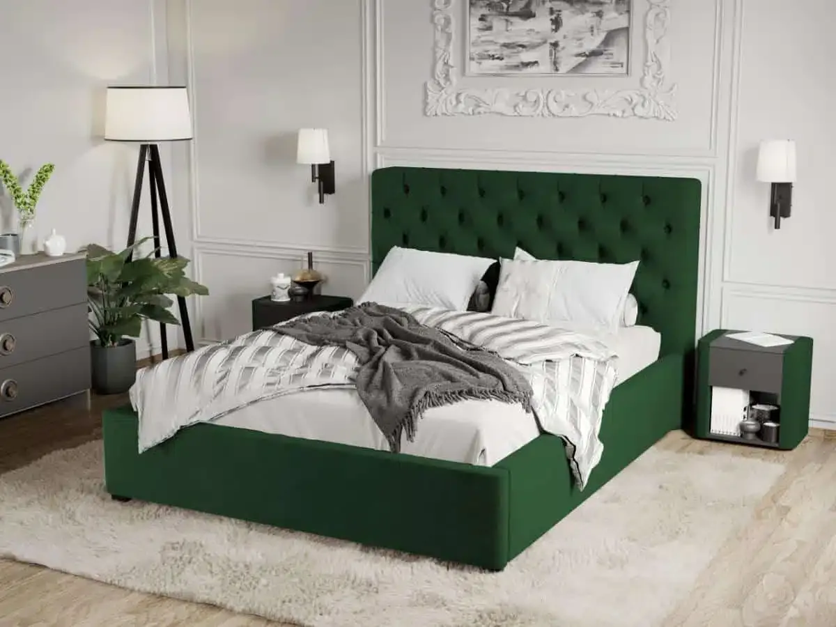 Mobila Laguna Riviera 140x200 Cu Somiera Fixa Velluto 27 Verde Inchis