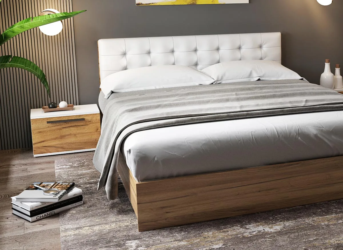 Mobila Laguna Timea Tapitat Alb 160x200 - imagine 2