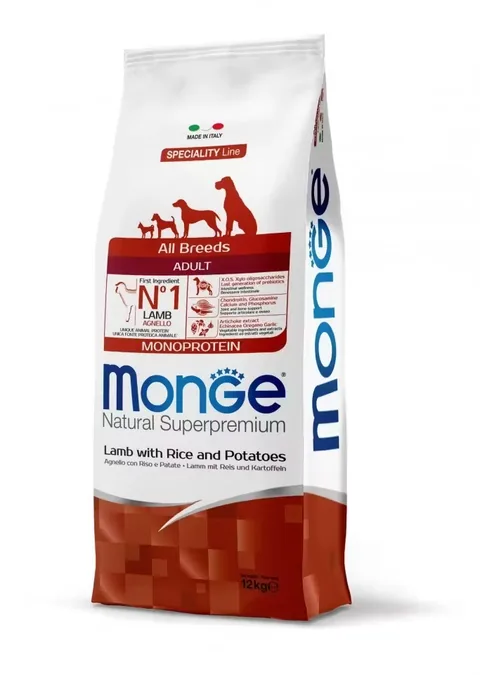 Hrana Uscata pentru Caini Monge Natural Superpremium Adult All Breeds Miel si Orez 12kg