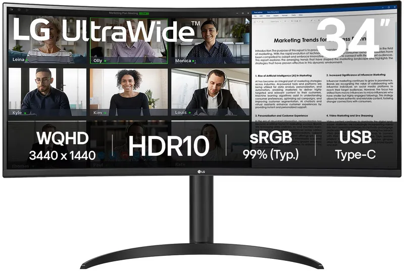 LG 34WR55QK-B 34inch WQHD VA Curved