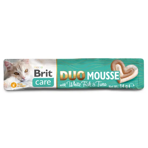 Mousse pentru Pisici Brit Care Creamy Duo Peste Alb si Ton 4x14g