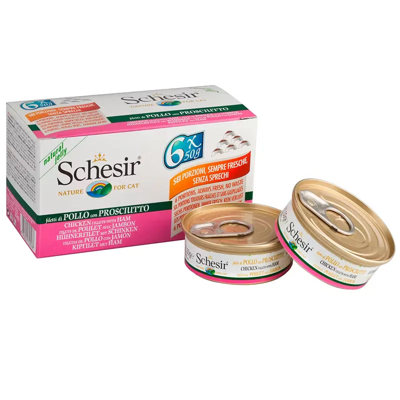 Hrana Umeda Pisici Schesir Cat Pui si Sunca 6x50g