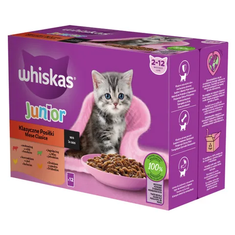 Plicuri Hrana Umeda Pisici Whiskas Junior Selectii Vita Pui Pasare Miel 12x85g