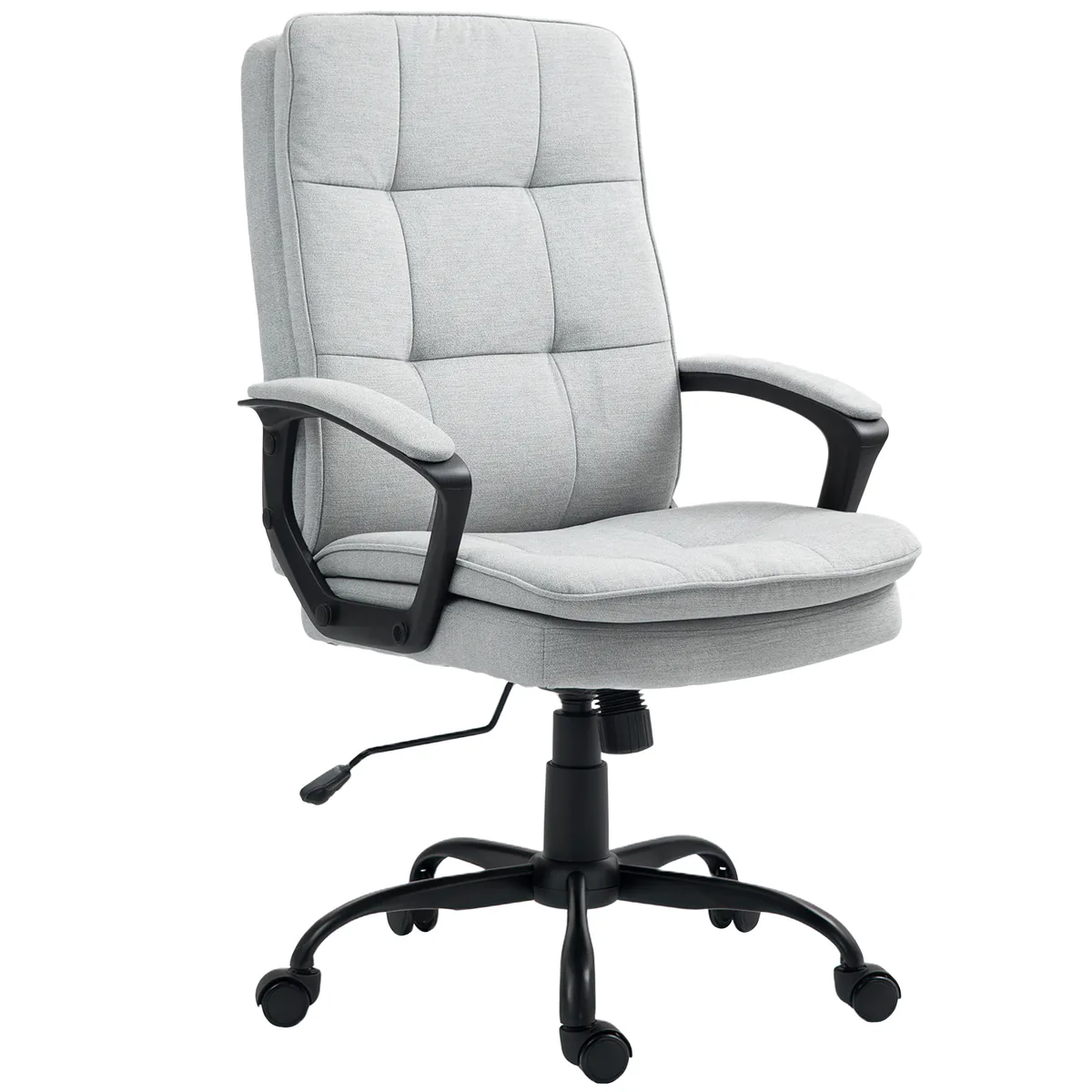 Scaun de Birou HOMCOM Ergonomic Spatar Inalt Inaltime Reglabila Leagan Gri