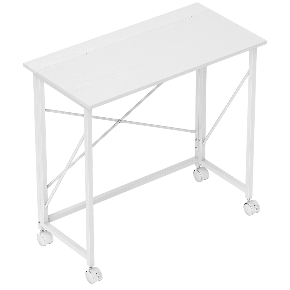 Masă Pliantă HOMCOM 80x40cm Pe Roți Alb