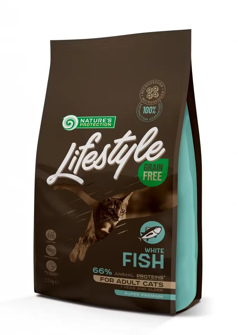 Hrana Uscata pentru Pisici Natures Protection Lifestyle Grain Free Adult White Fish 7kg