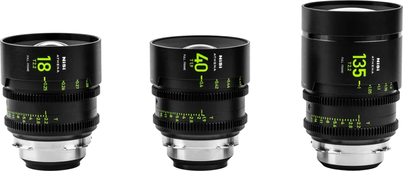 NiSi Athena Prime Add-On Set 3 Obiective Cine Montura PL 18mm T2.2 40mm T1.9 135mm T2.2