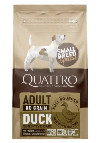 Hrana Uscata pentru Caini Quattro Small Breed No Grain Adult Rata 1.5 kg