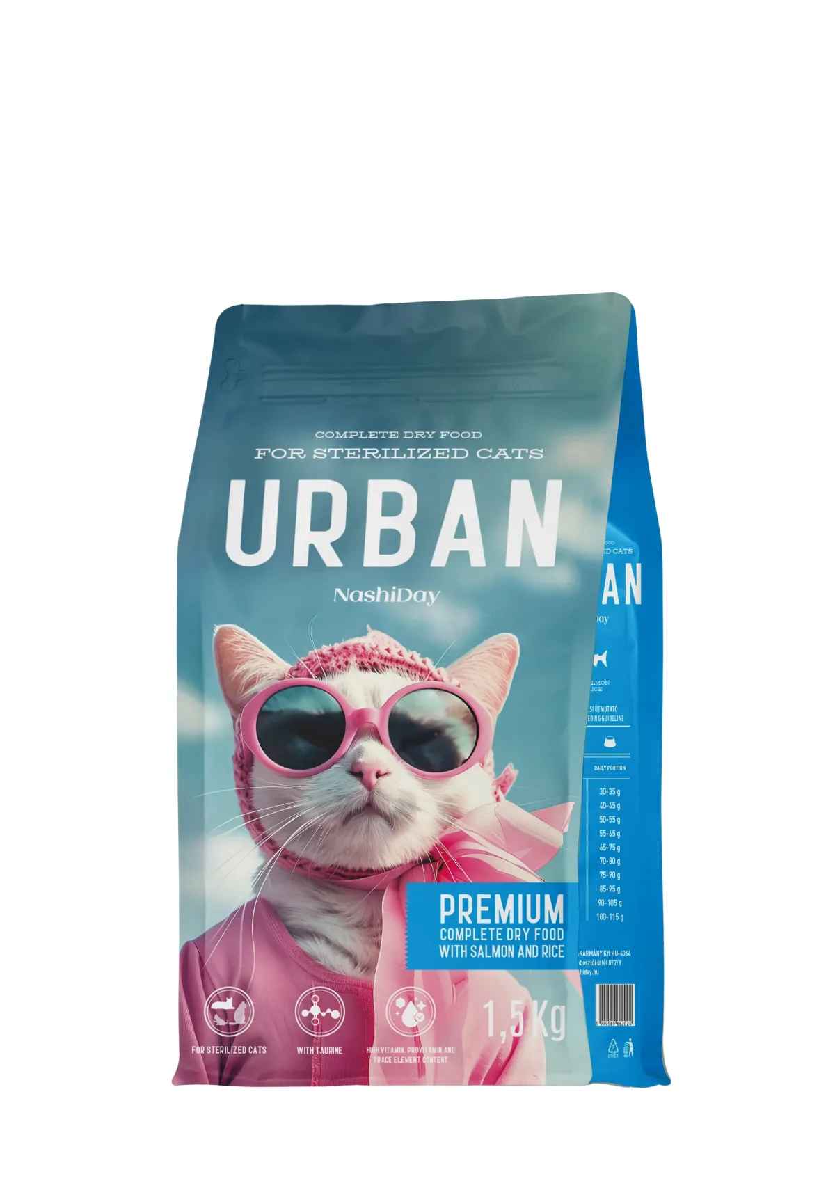Hrana Uscata pentru Pisici NashiDay Urban Somon si Orez Sterilizate 1.5kg