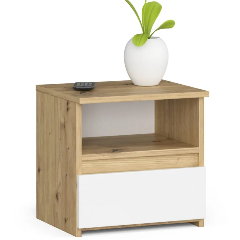 Noptiera Brius CL1 1 Sertar 40x35x40 cm Stejar Artisan Alb
